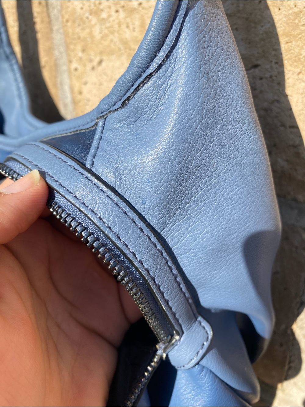 Simply Vera Vera Wang Sidekick Hobo Bag Slate Blue Slouchy Shoulder Purse - Picture 9 of 17